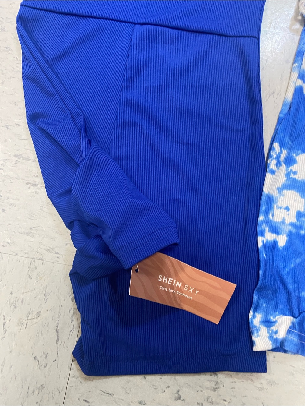 SHEIN women Royal & Tie-Dye Blue short Romper Set ribbed Xsmall xs bundle - Picture 6 of 8